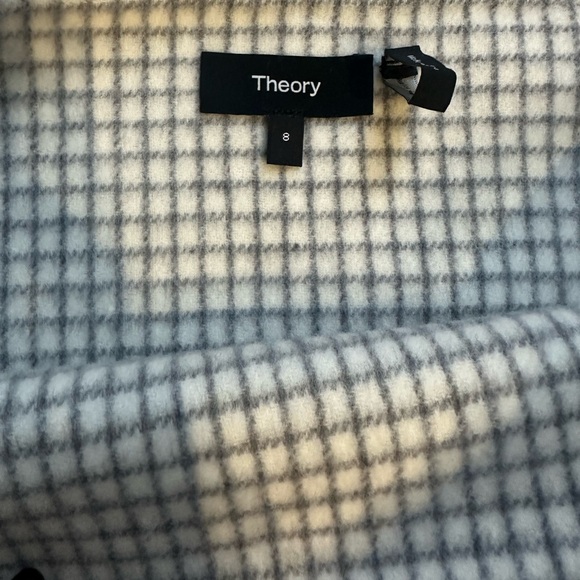 *NWOT* Theory Ivory Checked Wool Mini-Skirt - Picture 5 of 6